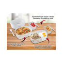 BEPER Fiambrera Electrica con 2 Recipientes Extraibles 1000ML-450ML con Cuchara 40W 220V Blanca Roja