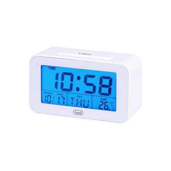 TREVI Despertador Digital SLD3P50 Numero Grandes Blanco con Term y Calendario Lcd
