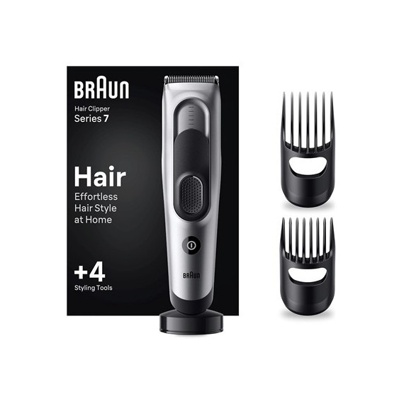 BRAUN Cortapelo 7 En 1 HC7390 Series 7 Recargable y Con Cable Lavable 4 Accesorios