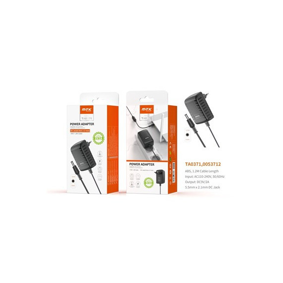 MTK Alimentador Corriente TA0371 9V/2A 18W Jack 5.5mm x 2.1mm