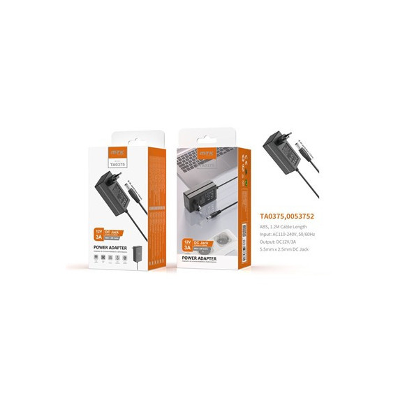 MTK Alimentador Corriente TA0375 12V 3A 36W Jack 5.5MM X 2.5MM