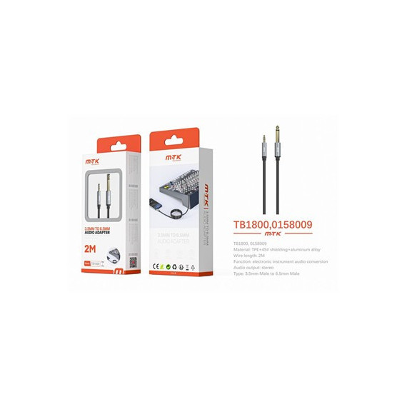 MTK Cable Audio Jack 3.5mm A 6.5mm M/M TB1800 2Mtrs
