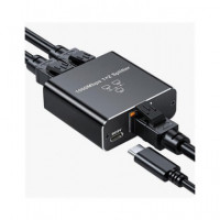 ANDOWL 1 Point 2 Splitter 1 RJ45/H a 2X RJ45/H 1000MBPS Q-RJ113 con Aimentacion Tipo C