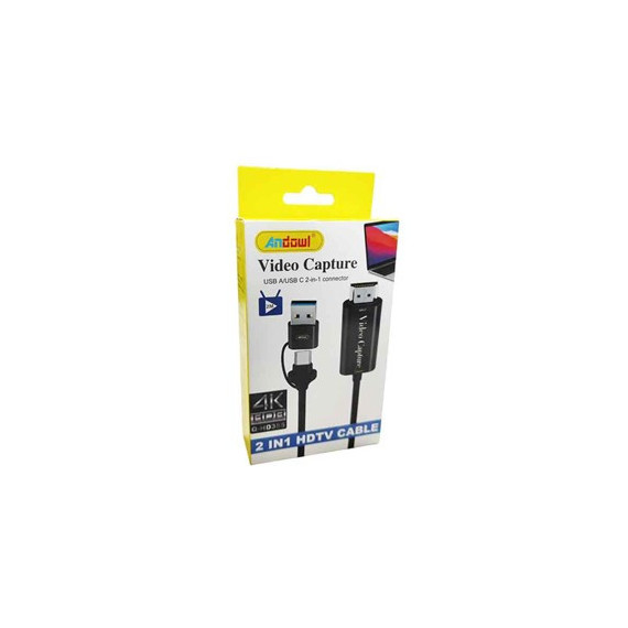 ANDOWL Cable Capturadora Video Hdmi/m con Conector 2 en 1 Tipo C y USB 2MTRS 4K Q-HD355