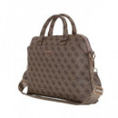 GUESS Funda Maletin para Portatil 13"-15"4G Zipper Marron con Logo