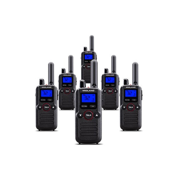 MIDLAND Pack 6 Walkie Talkies Pmr 32 Canales con Micro Auricular BR180