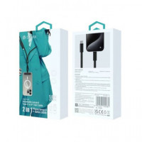DEVIA 2 en 1 Cable Datos Lightning  a Tipo C 3A 27W + Colgador Movil Ajustable 1.6MTRS Nylon Rosa