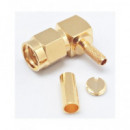 EUROCONNEX Conector Sma/m para Crimpar Cable RG-174U Acodado Dorado 3660