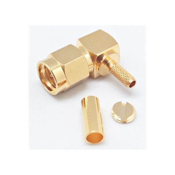 EUROCONNEX Conector Sma/m para Crimpar Cable RG-174U Acodado Dorado 3660