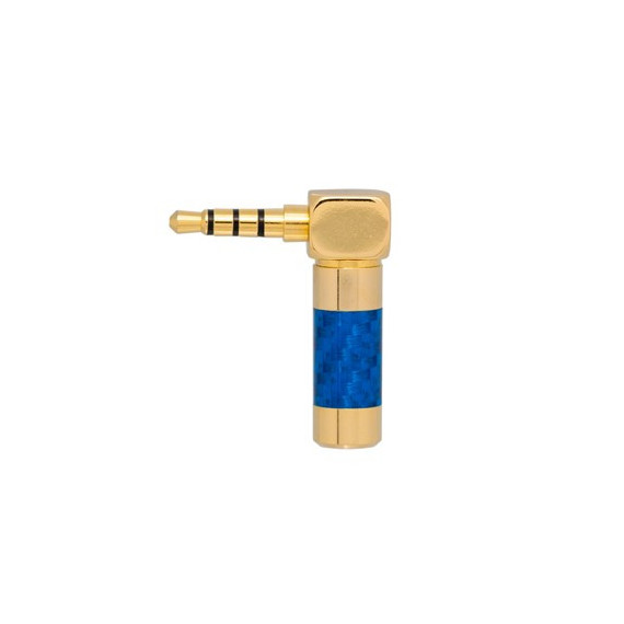 Clavija Jack 3.5MM 4 Pin Macho Dorada Azul Acodada para Soldar 4394  EUROCONNEX