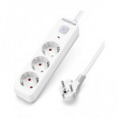 Aigostar Regleta 3 Enchufes Schuko con Interruptor 3680W  Cable 3MTRS Blanco GE0301  LALO