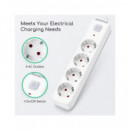 AIGOSTAR Regleta 4 Enchufes Schuko con Interruptor 3680W Cable 3MTRS Blanca GE0401