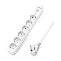 AIGOSTAR Regleta 6 Enchufes Schuko con Interruptor 3680W Cable 3MTRS Blanca GE0601