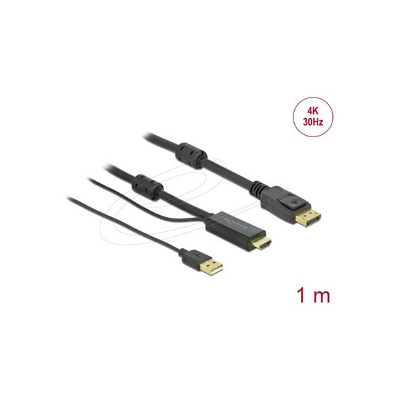 DELOCK Cable Hdmi/m a Displayport/m 4K 30 Hz con Alimentacion USB 1MTR 85963