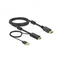 DELOCK Cable Hdmi/m a Displayport/m 4K 30 Hz con Alimentacion USB 2MTR 85964