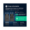 MOTOROLA Cargador Red Tipo C+ USB A+ Cable Tipo C M/m 1MTR Turbo Power 50W Duo