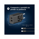 MOTOROLA Cargador Red Tipo C+ USB A+ Cable Tipo C M/m 1MTR Turbo Power 50W Duo
