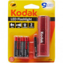 KODAK Linterna Led Color Roja 46 Lumenes, IP62 Resistente Al Agua, 25MTRS, Incluye 3 Pilas Aaa