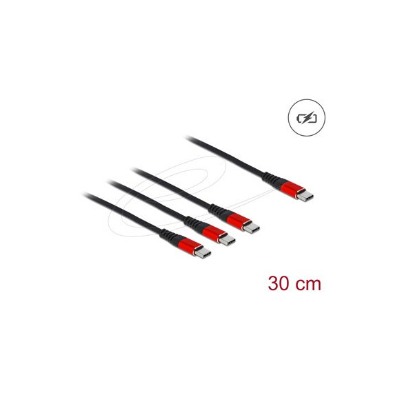 DELOCK Cable de Carga USB Tipo-c a 3X USB Tipo-c 30CM 86712