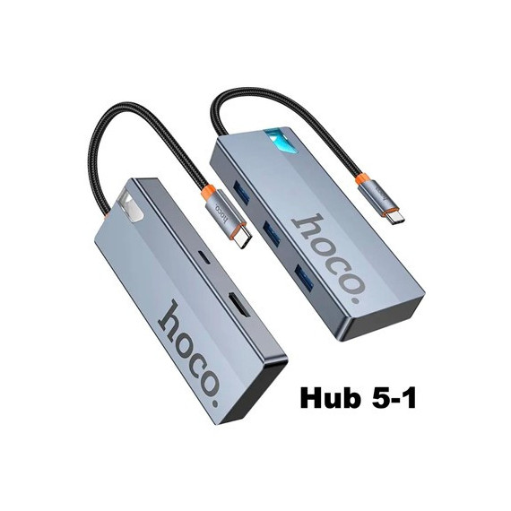 HOCO Adaptador 5 en 1 HB50 Tipo C/m a HDMI/3XUSB 3.0/PD