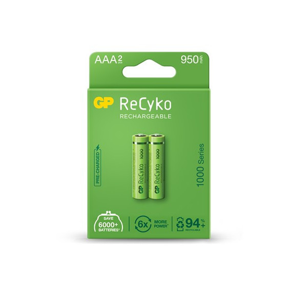 GP Pack de 2 Pilas Aaa Recargables 950MAH Recyko