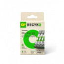 GP Cargador de Pilas Aa/aaa con Pack 4 Pilas Aa 2100MAH Recargables Recyko