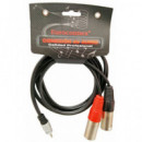 EUROCONNEX Cable Jack 3.5MM/M a 2X Xlr Canon/m 1.5MTRS Negro 4305