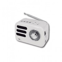 SAMI Radio Vintage Mini con Bluetooth/usb/micro Sd 5W RS-11840 Blanco Recargable