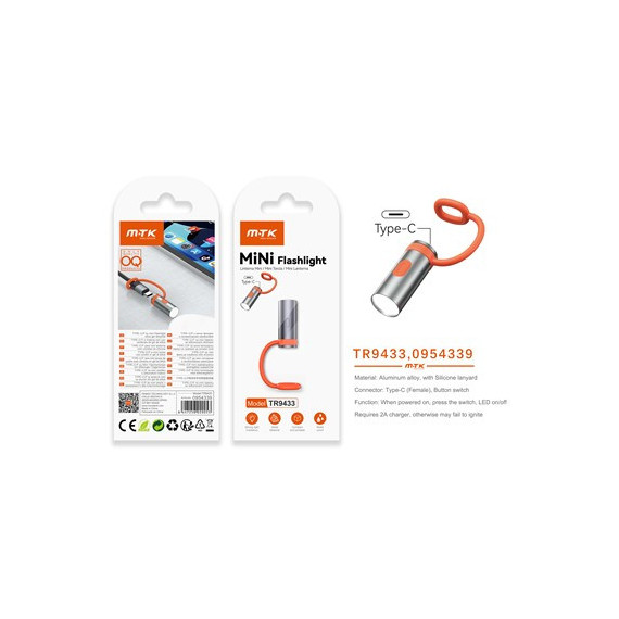 MTK Mini Linterna Led Recargable TR9433
