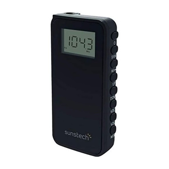 SUNSTECH RPD23 Radio Portatil Digital Am/fm Negra Funcion Sleep, 100 Presintonias, Entrada Auricular
