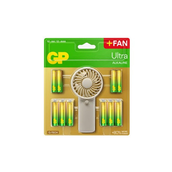 GP Ventilador de Mano+pack 12 Pilas Aa+pack 12 Pilas Aaa