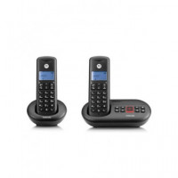 MOTOROLA Pack Duo Telefono Inalambrico con Contestador Automatico E212 Negro