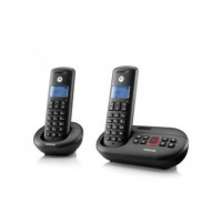 MOTOROLA Pack Duo Telefono Inalambrico con Contestador Automatico E212 Negro