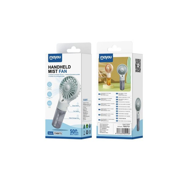 MAYOU Mini Ventilador de Mano con Correa YH0075 Verde Recargable
