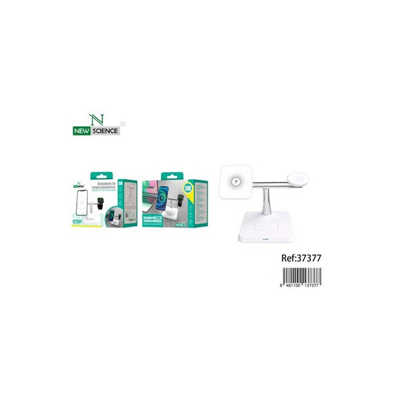NEW SCIENCE Base Carga Inalambrica 3 en 1 Iphone/Watch/Airpods 15W WX-23 Blanca