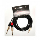 EUROCONNEX Cable Hifi Audio Jack/m 3.5MM Stereo a 2X Jack/m 6.3MM Mono 3MTRS 4306-3 Negro