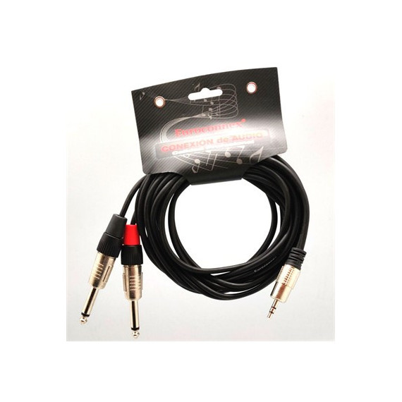 EUROCONNEX Cable Hifi Audio Jack/m 3.5MM Stereo a 2X Jack/m 6.3MM Mono 3MTRS 4306-3 Negro