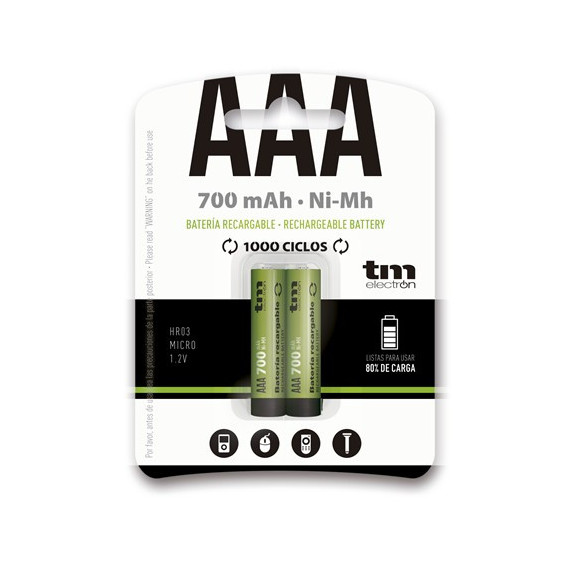 TM ELECTRON Pack 2 Pilas Aaa Recargable 700MAH