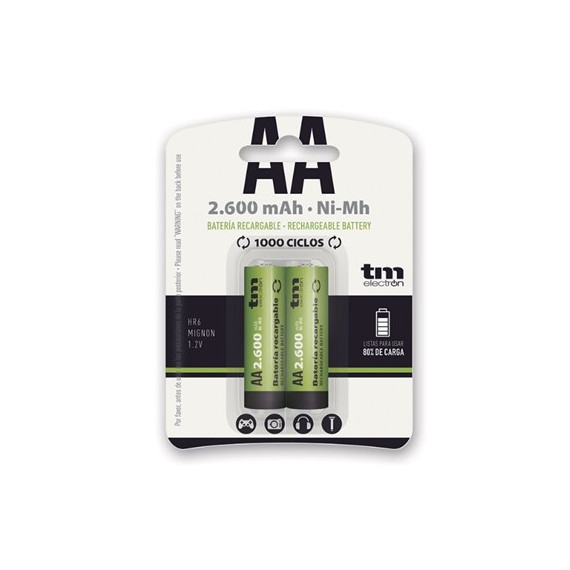 TM ELECTRON Pack 2 Pilas Aa Recargables 2600MAH