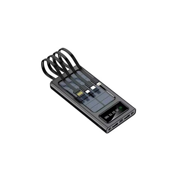 GREEN LYCA Bateria Externa Portatil 12000MAH Solar con Cable Lightning,usb C y Micro USB G-1308