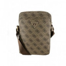 GUESS Bandolera para Tableta 8" Logo Triangulo Marron