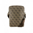 GUESS Bandolera para Tableta 8" Logo Triangulo Marron