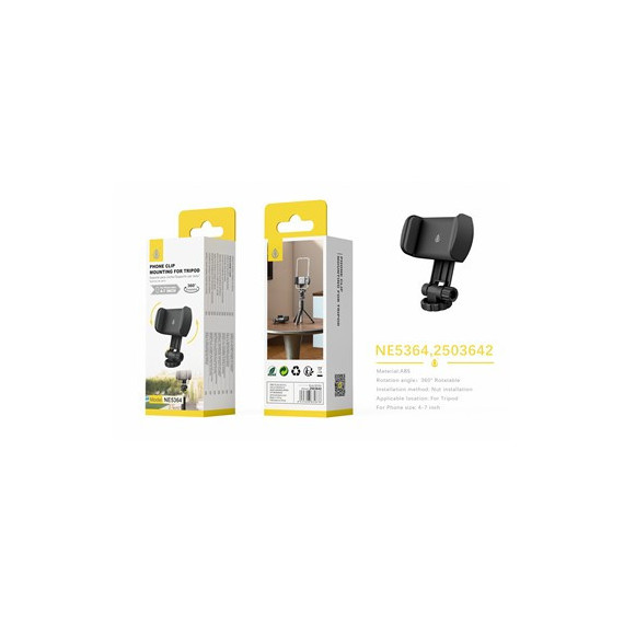 ONE PLUS Adaptador con Soporte Movil 4"-7" para Tripode 360º NE5364