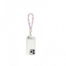 GUESS Colgante Universal para Smartphones Pearl Drop Crystal Rosa