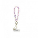 GUESS Colgante Universal para Smartphones Pearl Drop Crystal Rosa