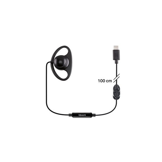 Albrecht Micro Auricular Tectalk con Cable y Conector Tipo C  para Walkie Talkie 1MTR Negro 29657  LALO
