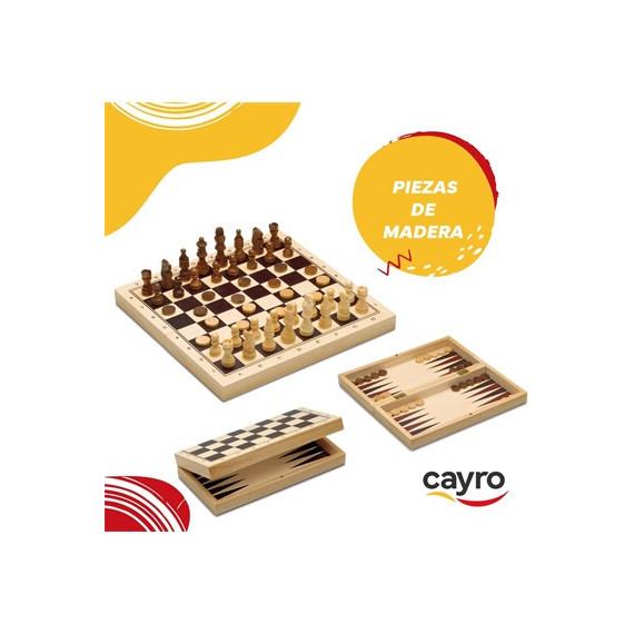 CAYRO Juego 3 en 1 Plegable Ajedrez/damas/backgammon 648