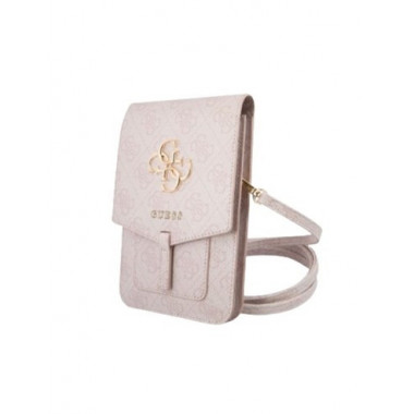 GUESS Bandolera para Movil con 4 Ranuras para Tarjetas Rosa con Logo Triangle GUWBG4GFPI