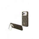 GUESS Funda Iphone 17 Pro Trasera Rigida Marron Logo Triangulo Magsafe con Soporte Camara