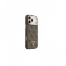 GUESS Funda Iphone 17 Pro Trasera Rigida Marron Logo Triangulo Magsafe con Soporte Camara